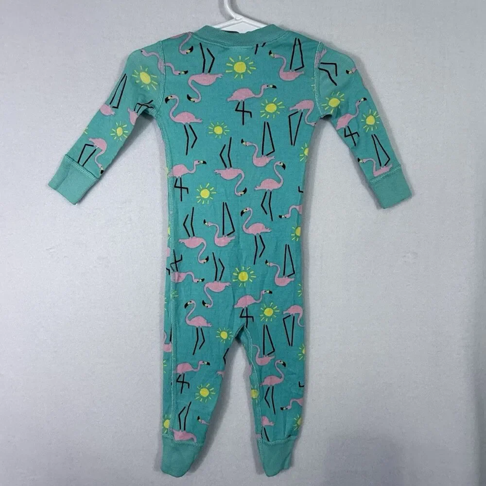Hanna Andersson Turquoise Blue Flamingo Sunshine Zip Up Sleeper Size 70 US 6-12M